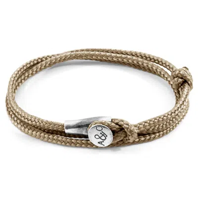 Anchor & Crew Men's Sand Brown Dundee Silver & Rope Bracelet