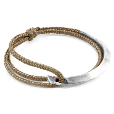 Anchor & Crew Men's Sand Brown Hove Silver & Rope Bracelet