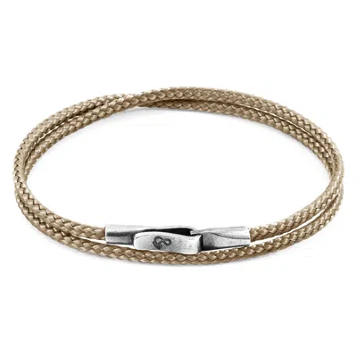 Anchor & Crew Men's Sand Brown Liverpool Silver & Rope Bracelet