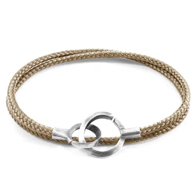 Anchor & Crew Men's Sand Brown Montrose Silver & Rope Bracelet