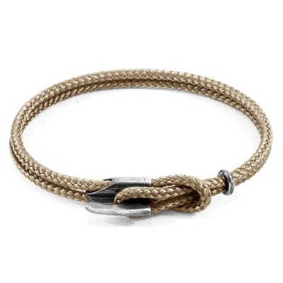Anchor & Crew Men's Sand Brown Padstow Silver & Rope Bracelet