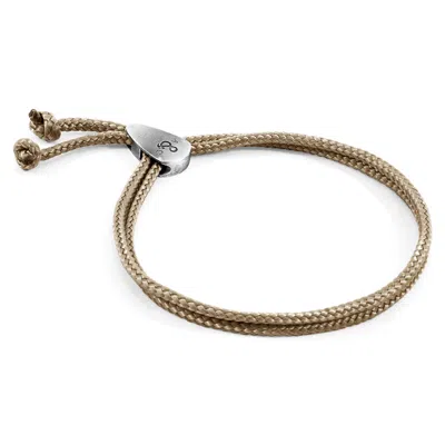 Anchor & Crew Men's Sand Brown Pembroke Silver & Rope Bracelet