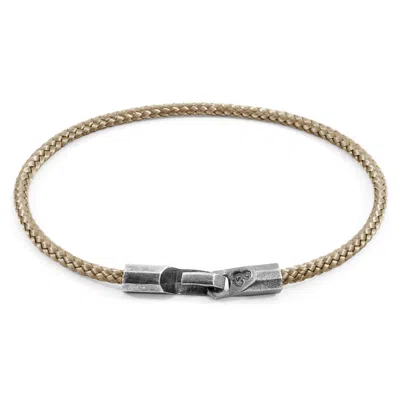 Anchor & Crew Men's Sand Brown Talbot Silver & Rope Bracelet