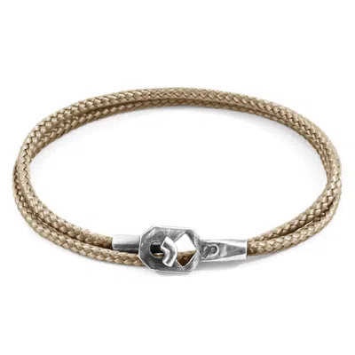 Anchor & Crew Men's Sand Brown Tenby Silver & Rope Bracelet