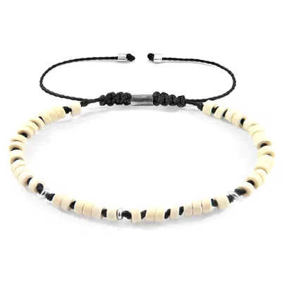 Anchor & Crew Men's White Turquoise Percy Silver & Stone Skinny Macrame Bracelet