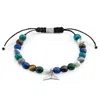 Anchor & Crew Multicoloured Multi-gem Think Ocean Mini Whale Silver & Stone Macrame Bracelet - Women
