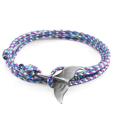 Anchor & Crew Multicoloured Think Ocean Big Whale Silver & Rope Bracelet - Men In Gray