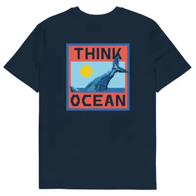 Anchor & Crew Navy Blue Think Ocean Whale Pixel Art Organic Cotton T-shirt - Men