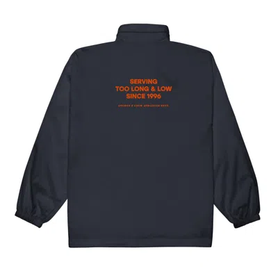 Anchor & Crew Navy Blue Too Long & Low Sports Club League Embroidered Windbreaker Coat - Women
