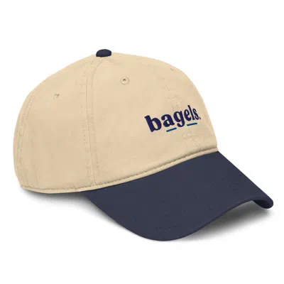 Anchor & Crew Neutrals / Blue Natural & Navy Bagels Slogan Cotton Embroidered Cap - Men