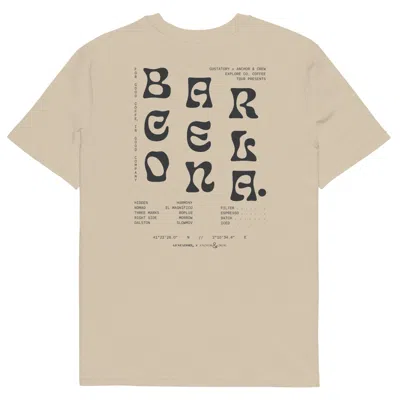 Anchor & Crew Neutrals Desert Dust Gustatory Barcelona Coffee Scene Organic Cotton Embroidered T-shirt - Women In Brown