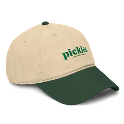 Anchor & Crew Neutrals / Green Natural & Dark Green Pickles Slogan Cotton Embroidered Cap - Women