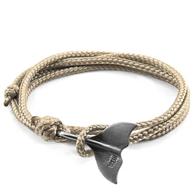 Anchor & Crew Neutrals Sand Brown Think Ocean Big Whale Silver & Rope Bracelet - Men In Multi