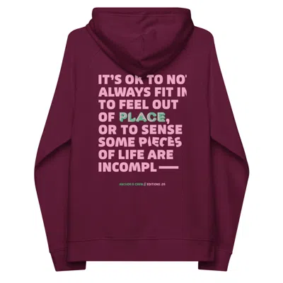 Anchor & Crew Red Burgundy Five It's Ok Editions Organic Cotton Hoodie - Men In Pink