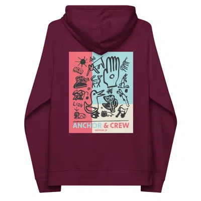 Anchor & Crew Red Burgundy One Moon Safari Editions Organic Cotton Hoodie - Men