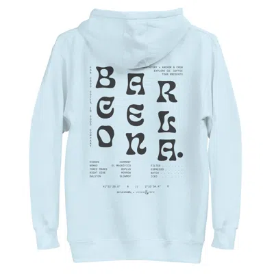 Anchor & Crew Sky Blue Gustatory Barcelona Coffee Scene Cotton Blend Embroidered Hoodie - Women