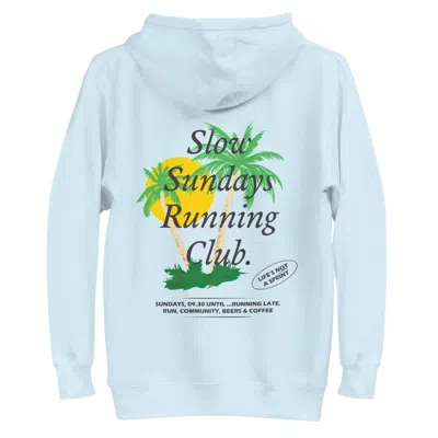 Anchor & Crew Sky Blue Palm Tree Slow Sundays Running Club Cotton Blend Hoodie - Men