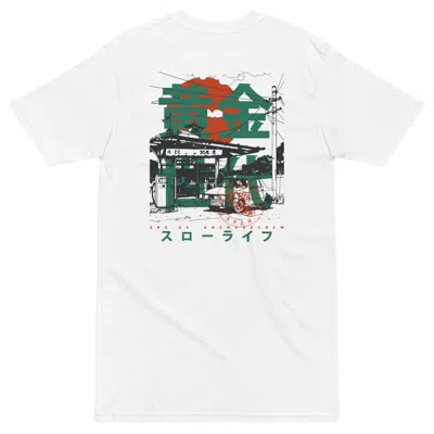Anchor & Crew White Four Gas Station Japan Era Heavy Cotton T-shirt - Women