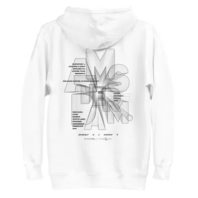 Anchor & Crew White Gustatory Amsterdam Coffee Scene Cotton Blend Embroidered Hoodie - Men