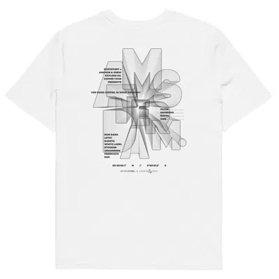 Anchor & Crew White Gustatory Amsterdam Coffee Scene Organic Cotton Embroidered T-shirt - Women