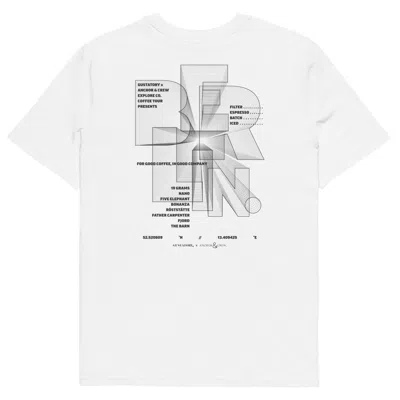 Anchor & Crew White Gustatory Berlin Coffee Scene Organic Cotton Embroidered T-shirt - Women