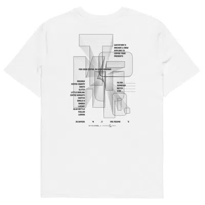 Anchor & Crew White Gustatory Tokyo Coffee Scene Organic Cotton Embroidered T-shirt - Women