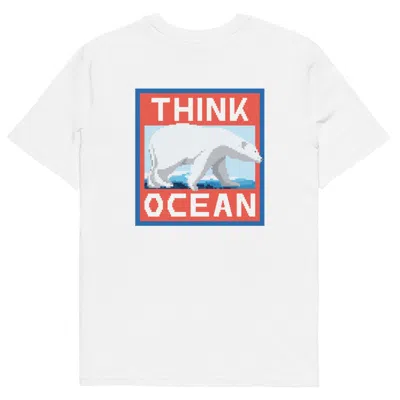 Anchor & Crew White Think Ocean Polar Bear Pixel Art Organic Cotton T-shirt - Men