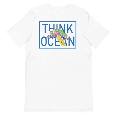 Anchor & Crew White Think Ocean Turtle Fluorescence Cotton Embroidered T-shirt - Women