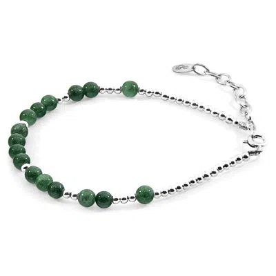 Anchor & Crew Women's Green / Silver Green Agate Sienna Silver & Stone Bracelet In Multi