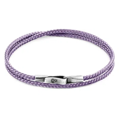 Anchor & Crew Women's Lilac Purple Liverpool Silver & Rope Bracelet