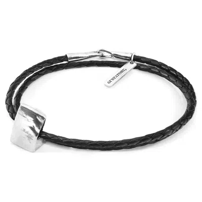 Anchor & Crew Women's Midnight Black Gustatory Coffee Bag Silver & Braided Leather Bracelet