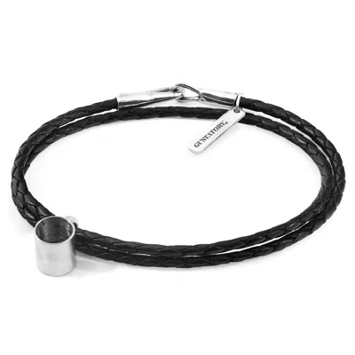 Anchor & Crew Women's Midnight Black Gustatory Coffee Mug Silver & Braided Leather Bracelet