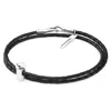 Anchor & Crew Women's Midnight Black Gustatory Coffee Takeout Cup Silver & Braided Leather Bracelet In Black