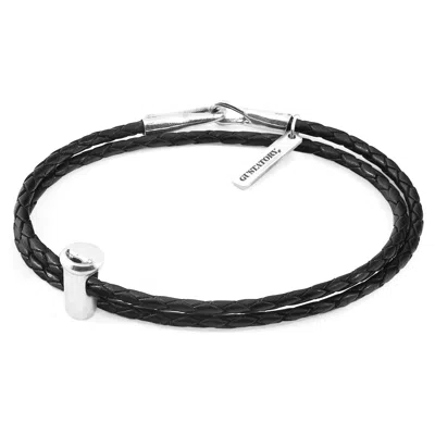 Anchor & Crew Women's Midnight Black Gustatory Coffee Takeout Cup Silver & Braided Leather Bracelet
