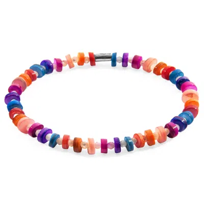 Anchor & Crew Women's Multicoloured Alice Silver & Freshwater Shell Skinny Bracelet In Gray