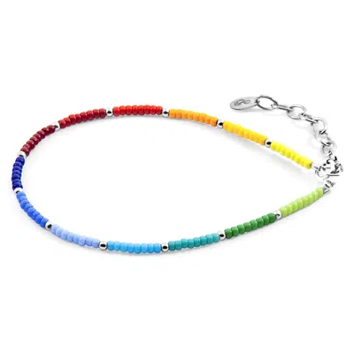 Anchor & Crew Women's Multicoloured Rainbow Zoey Silver & Miyoko Glass Bracelet In Gray