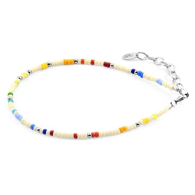 Anchor & Crew Women's Off White - Multicoloured Ellie Silver & Miyoko Glass Bracelet