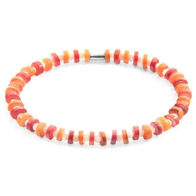 Anchor & Crew Women's Orange Alice Silver & Freshwater Shell Skinny Bracelet