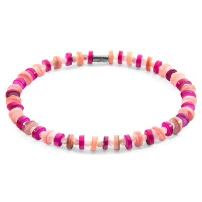 Anchor & Crew Women's Pink Alice Silver & Freshwater Shell Skinny Bracelet