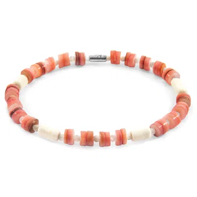 Anchor & Crew Women's Pink Maisie Silver & Freshwater Shell Skinny Bracelet