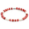Anchor & Crew Women's Red Maisie Silver & Freshwater Shell Skinny Bracelet In Red