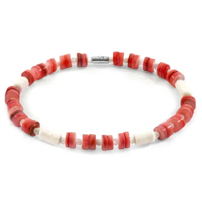 Anchor & Crew Women's Red Maisie Silver & Freshwater Shell Skinny Bracelet