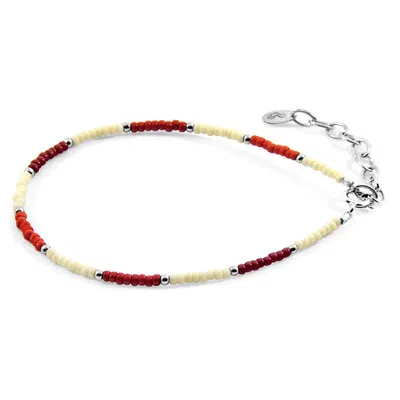 Anchor & Crew Women's Red / Silver Red - Off White Zoey Silver & Miyoko Glass Bracelet In Multi