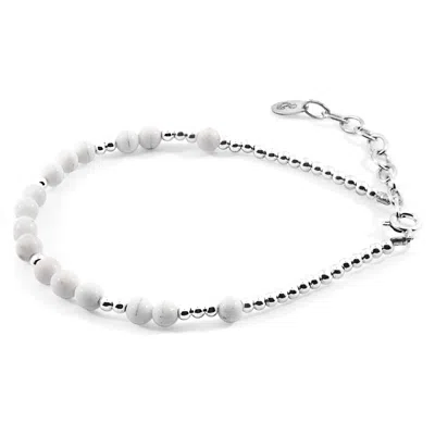 Anchor & Crew Women's Silver / White White Agate Sienna Silver & Stone Bracelet In Multi
