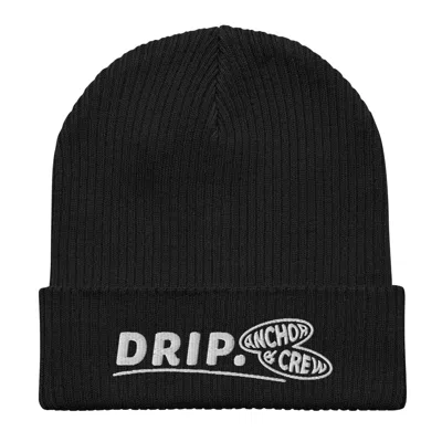 Anchor & Crew Black Drip Gen. Organic Cotton Embroidered Beanie - Women