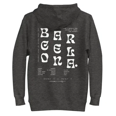 Anchor & Crew Black / Grey Charcoal Heather Gustatory Barcelona Coffee Scene Cotton Blend Embroidered Hoodie - Wom In Black/grey