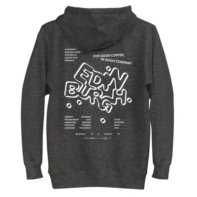 Anchor & Crew Black / Grey Charcoal Heather Gustatory Edinburgh Coffee Scene Cotton Blend Embroidered Hoodie - Men In Black/grey