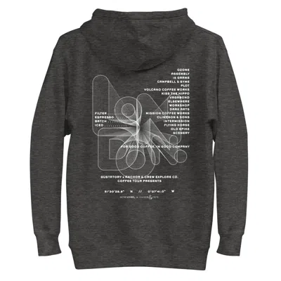 Anchor & Crew Black / Grey Charcoal Heather Gustatory London Coffee Scene Cotton Blend Embroidered Hoodie - Men In Black/grey