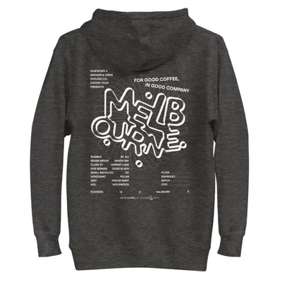 Anchor & Crew Black / Grey Charcoal Heather Gustatory Melbourne Coffee Scene Cotton Blend Embroidered Hoodie - Men In Black/grey