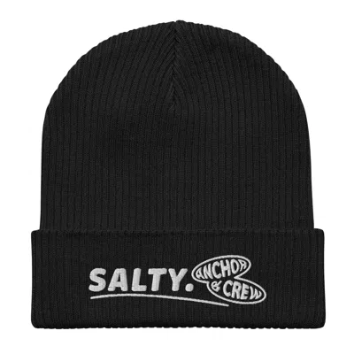 Anchor & Crew Black Salty Gen. Organic Cotton Embroidered Beanie - Men